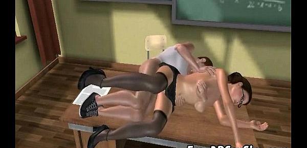  Sexy 3D schoolgirl babe gets fucked hard on a desk